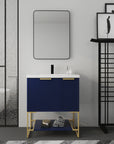 Freestanding Bathroom Vanity with Resin Basin - Modern and Elegant color: Navy Blue