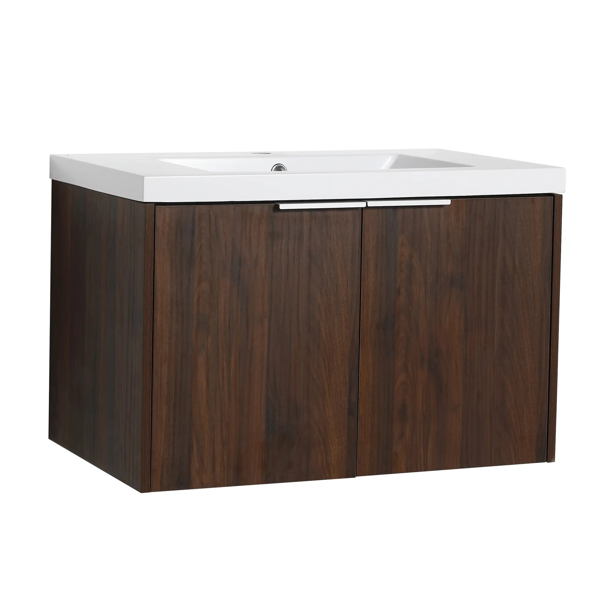 Monterey Series 72" Double Floating Bathroom Vanity in California Walnut with Side Cabinet and Integrated Sink