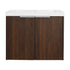 24" bathroom vanity walnut front view with integrated sink and double doors | Ace Decor