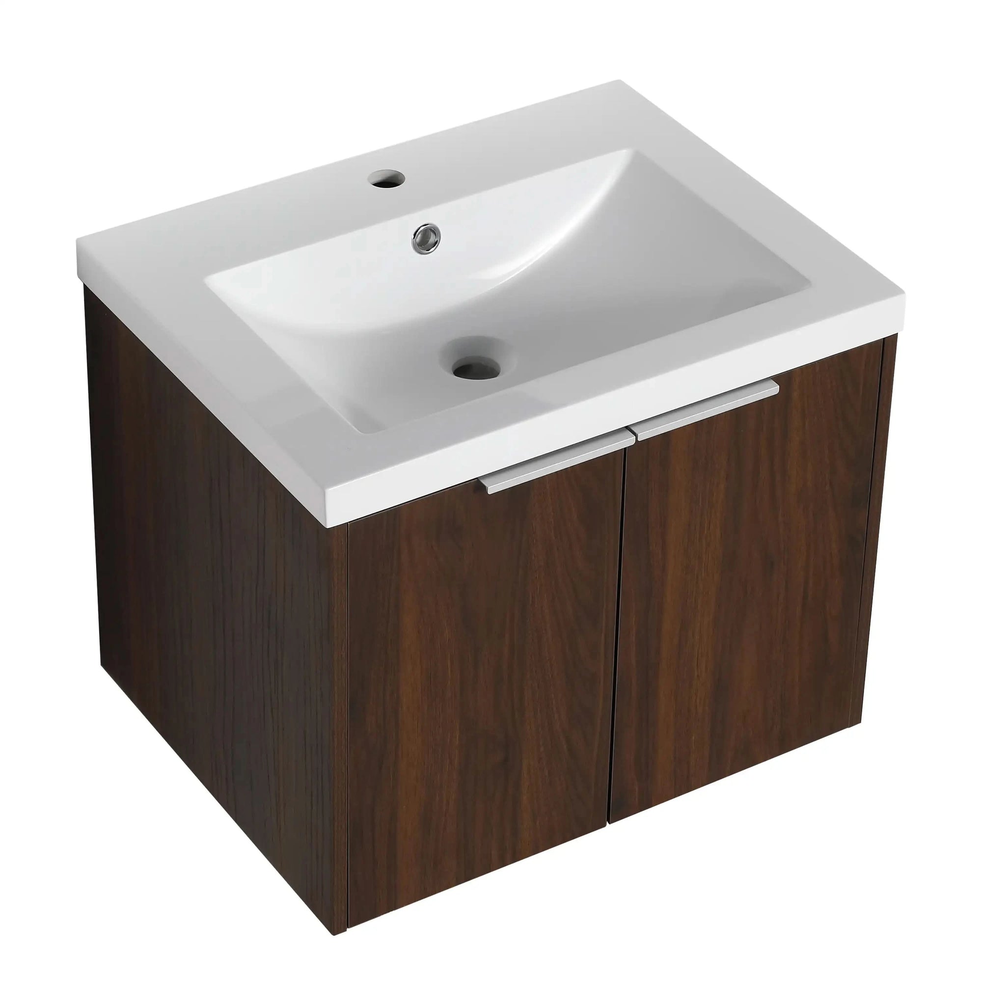 Floating Bathroom Cabinet with Sink &amp; Soft-Close Doors - Ideal for Small Bathrooms color: California Walnut | size: 24 inch | combination: Separate Wash Basin