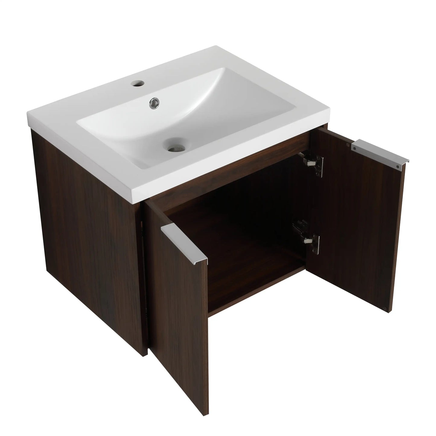 Floating Bathroom Cabinet with Sink & Soft-Close Doors - Ideal for Small Bathrooms color: California Walnut | size: 24 inch | combination: Separate Wash Basin