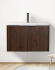 Monterey Series 30" Floating Bathroom Vanity in California Walnut with Integrated Sink and Double-Door Storage Cabinet