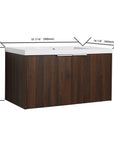 Monterey Series 36" Floating Bathroom Vanity in California Walnut with Integrated Sink and Double-Door Storage Cabinet