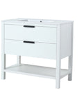 36" freestanding single bathroom vanity with sink angled view highlighting clean white finish | Ace Decor