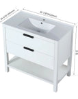 Freestanding Bathroom Vanity with Plywood and 2 Drawers color: White