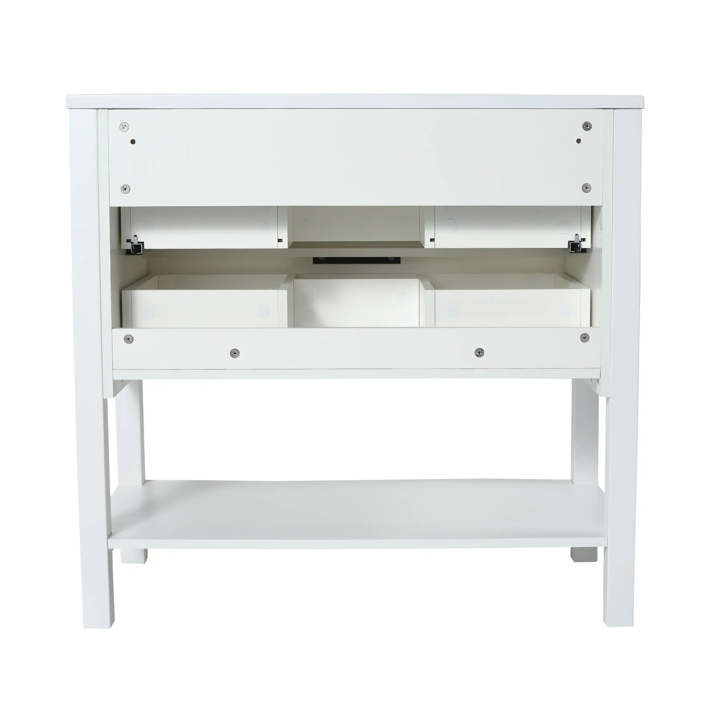 Freestanding Bathroom Vanity with Plywood and 2 Drawers color: White