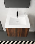 24" bathroom vanity walnut top view with integrated sink and faucet | Ace Decor