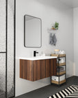 Monterey Series 36" Floating Bathroom Vanity in California Walnut with Integrated Sink and Double-Door Storage Cabinet