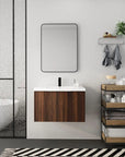 Floating Bathroom Cabinet with Sink & Soft-Close Doors - Ideal for Small Bathrooms color: California Walnut | size: 30 inch | combination: Separate Wash Basin