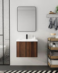 Floating Bathroom Cabinet with Sink & Soft-Close Doors - Ideal for Small Bathrooms color: California Walnut | size: 24 inch | combination: Separate Wash Basin