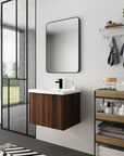 Floating Bathroom Cabinet with Sink & Soft-Close Doors - Ideal for Small Bathrooms color: California Walnut | size: 24 inch | combination: Separate Wash Basin