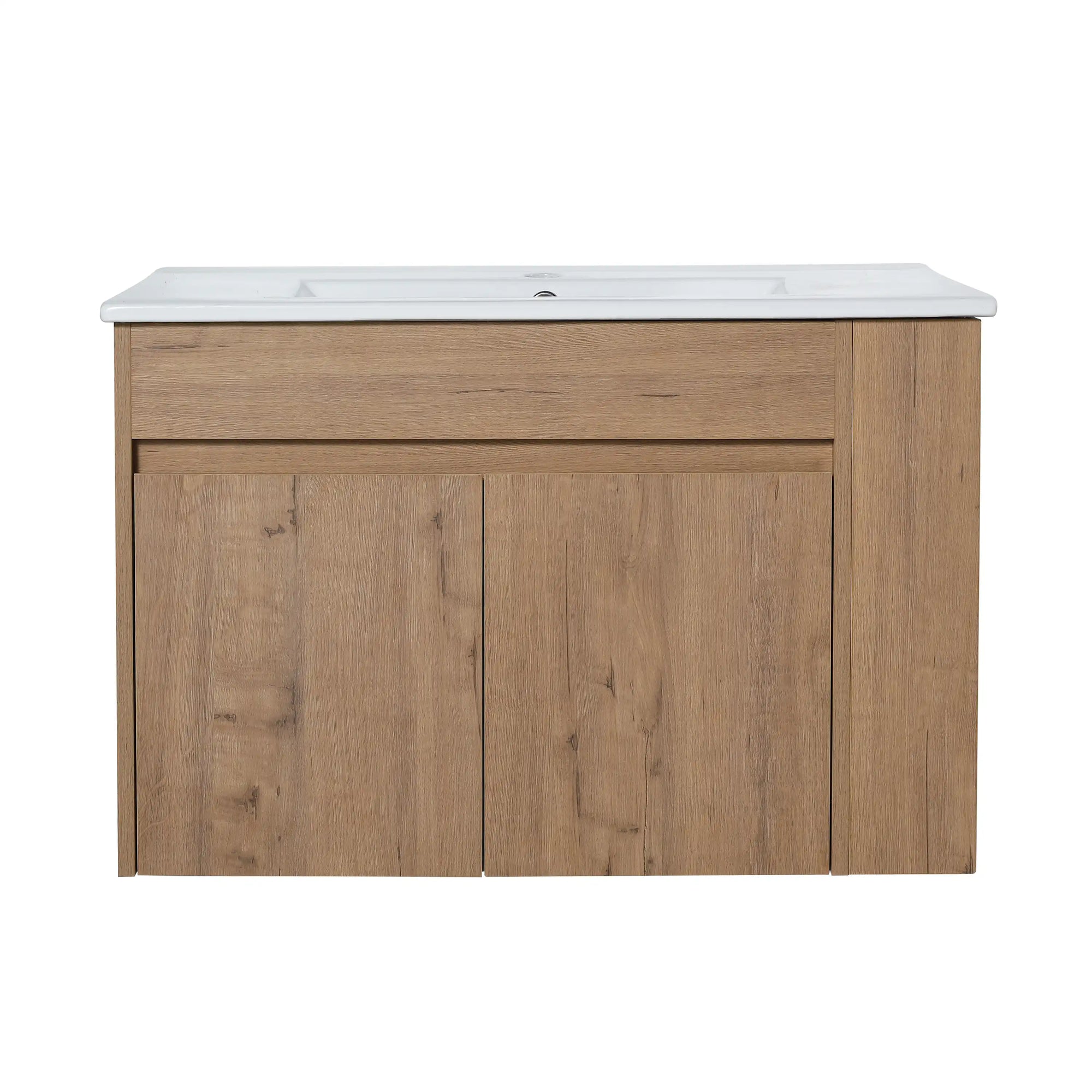 30" wall mounted vanity cabinet with flat-panel doors and ceramic sink | Ace Decor