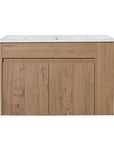 30" wall mounted vanity cabinet with flat-panel doors and ceramic sink | Ace Decor