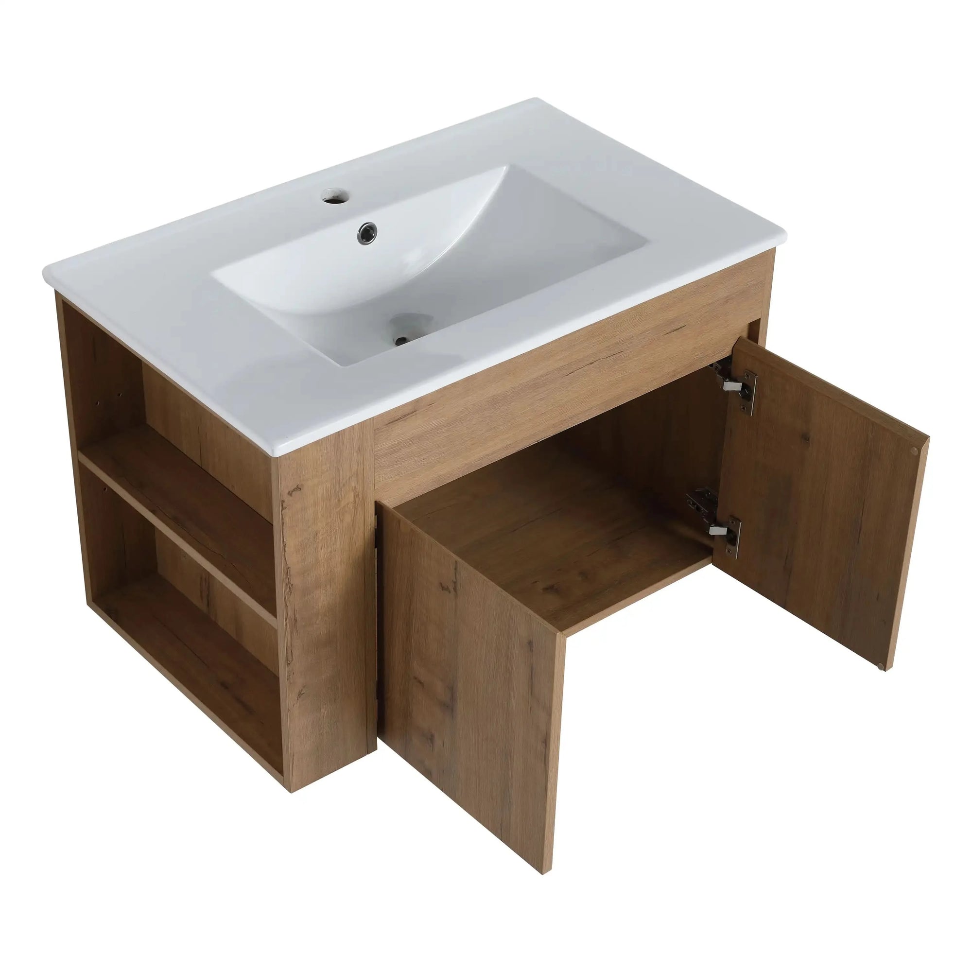 30-Inch Bathroom Vanity with Adjustable Open Shelves color: Imitative Oak