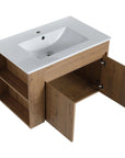 30-Inch Bathroom Vanity with Adjustable Open Shelves color: Imitative Oak