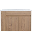 30" wall mounted vanity cabinet with double doors and integrated sink | Ace Decor
