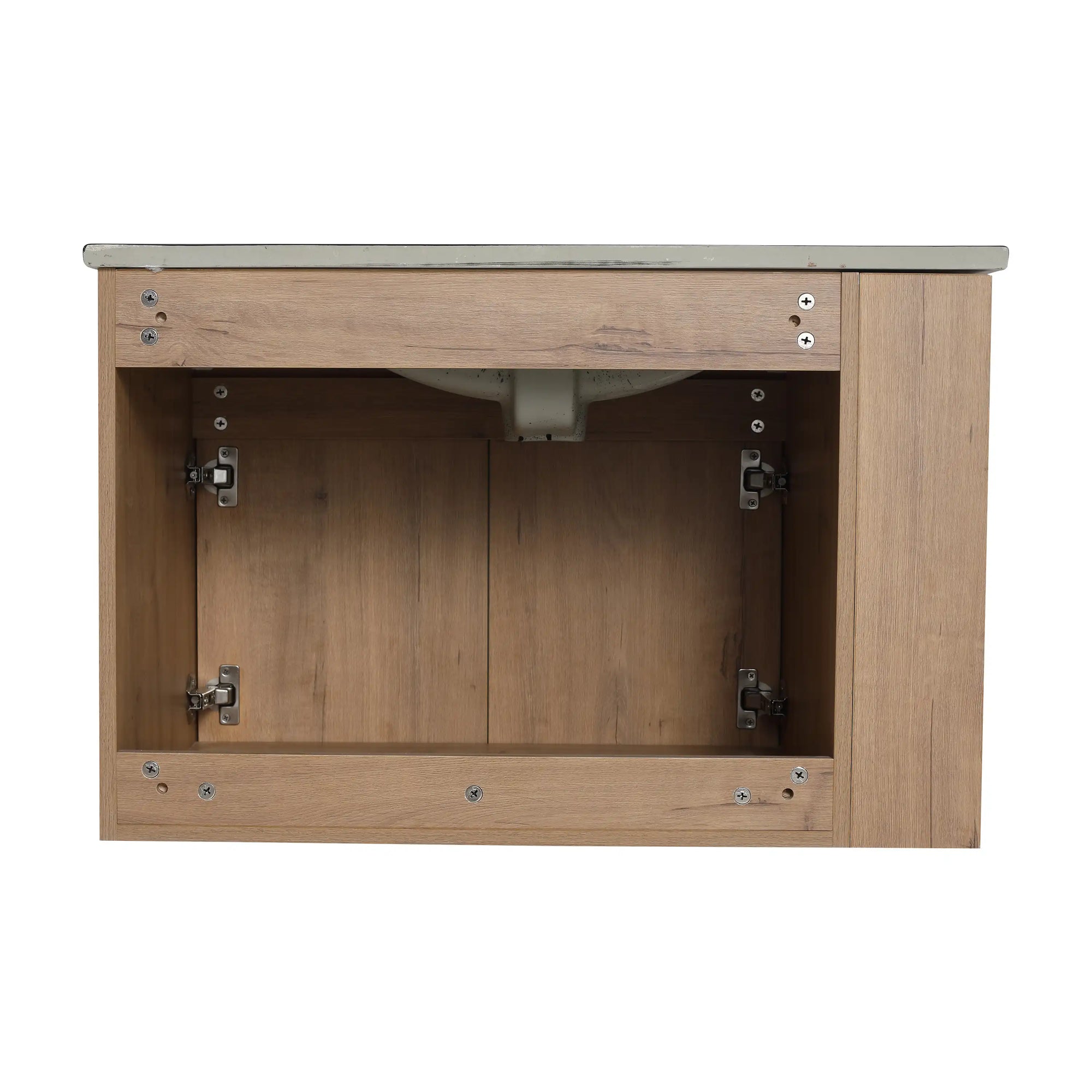 30" wall mounted vanity units interior cabinet view with double door storage space | Ace Decor