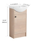 18 Inch Freestanding Bathroom Vanity with Sink color: Plain Light Oak