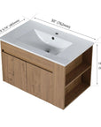 30-Inch Bathroom Vanity with Adjustable Open Shelves color: Imitative Oak