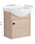 18 Inch Freestanding Bathroom Vanity with Sink color: Plain Light Oak