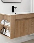 30-Inch Bathroom Vanity with Adjustable Open Shelves color: Imitative Oak