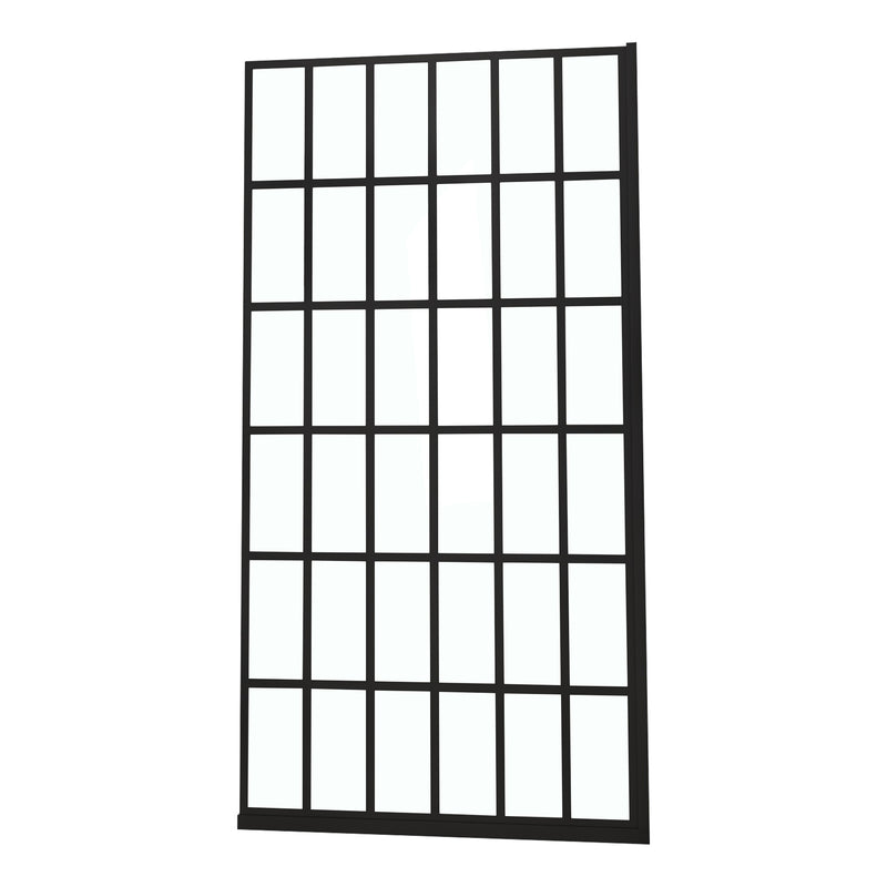 Gridline Series 38" x 72" Grid Glass Shower Door – Single Fixed Panel
