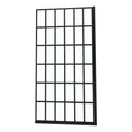 Bathroom view with fixed shower door panel 34 x 72 inch black grid design | Ace Decor