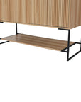 maple bathroom vanity 48 open shelf with black metal base support | Ace Decor