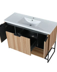 maple bathroom vanity 48 with doors open showing drawer and storage layout | Ace Decor