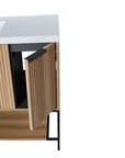 maple bathroom vanity 48 cabinet door open showing interior storage | Ace Decor