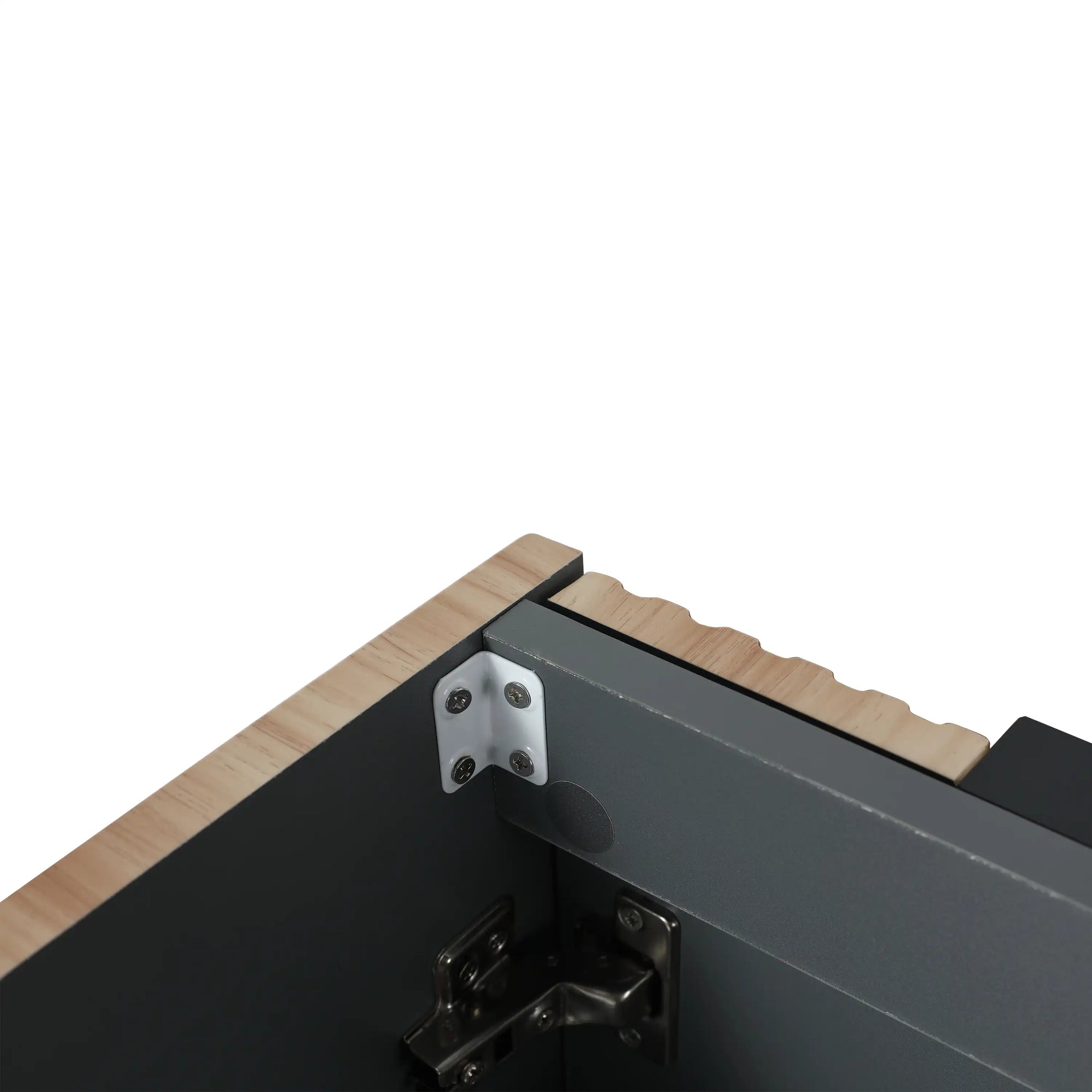 maple bathroom vanity 48 interior hinge detail and cabinet construction | Ace Decor