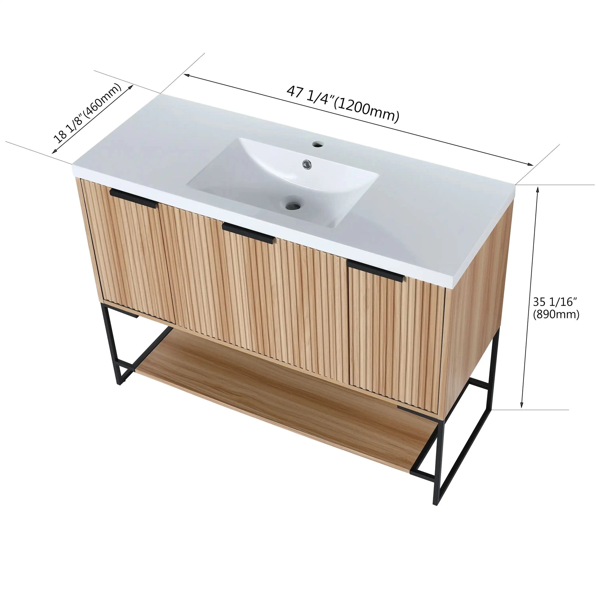 48" Freestanding Bathroom Vanity with Resin Basin color: Maple