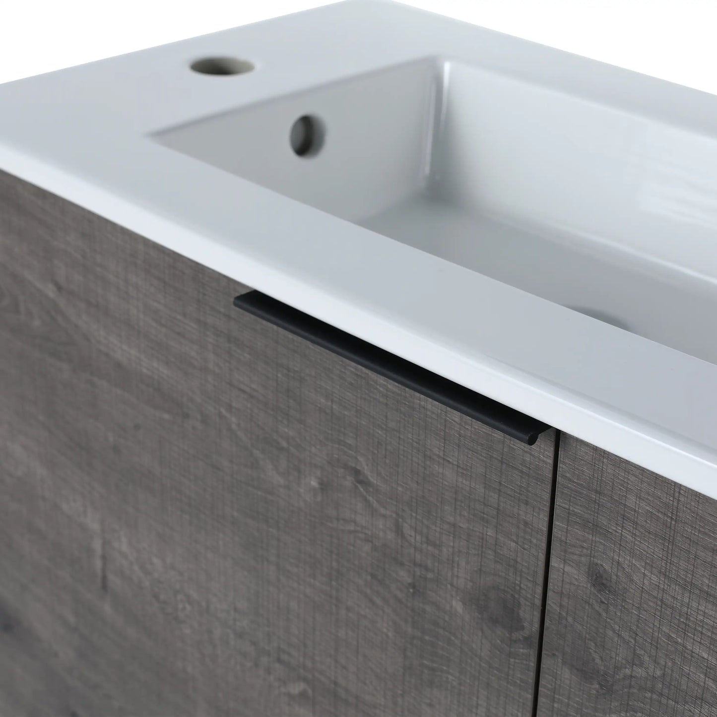 Bathroom Vanity with Sink 22 Inch for Small Floating Bathroom with Soft Close Door color: Plaid Grey Oak