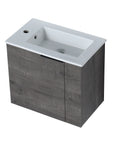 Angled view of 22" floating bathroom vanity sink featuring integrated ceramic sink and side faucet hole | Ace Decor