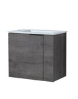 22" floating bathroom vanity sink in grey oak finish with integrated ceramic basin | Ace Decor