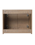 Interior structure of 24" wall mounted vanity unit showing reinforced cabinet and soft-close hinges | Ace Decor