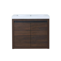 Front view of 24" floating vanity bathroom with double doors and integrated sink | Ace Decor