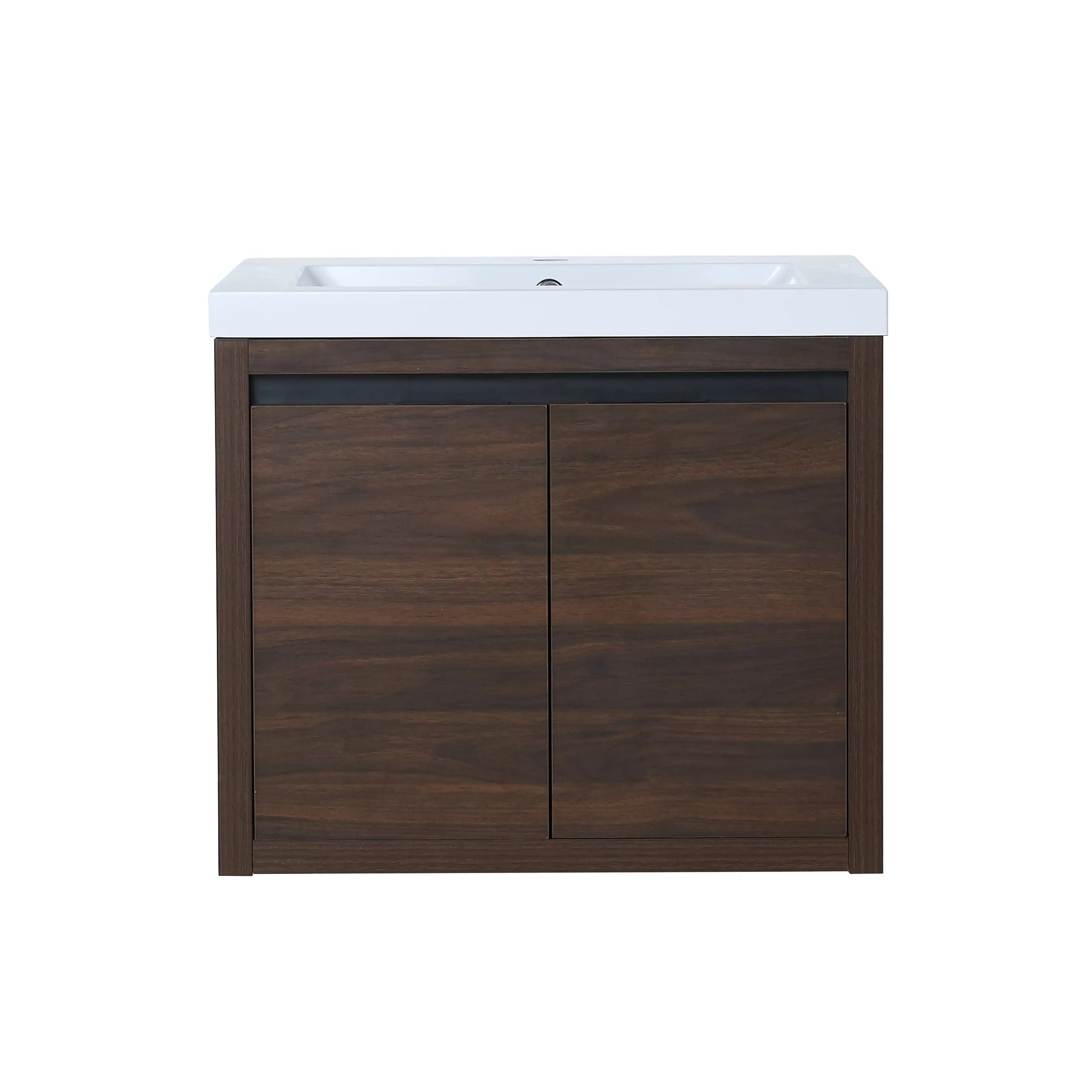 Walden Series 24" Modern Wall-Mounted Bathroom Vanity with Integrated Sink in Walnut