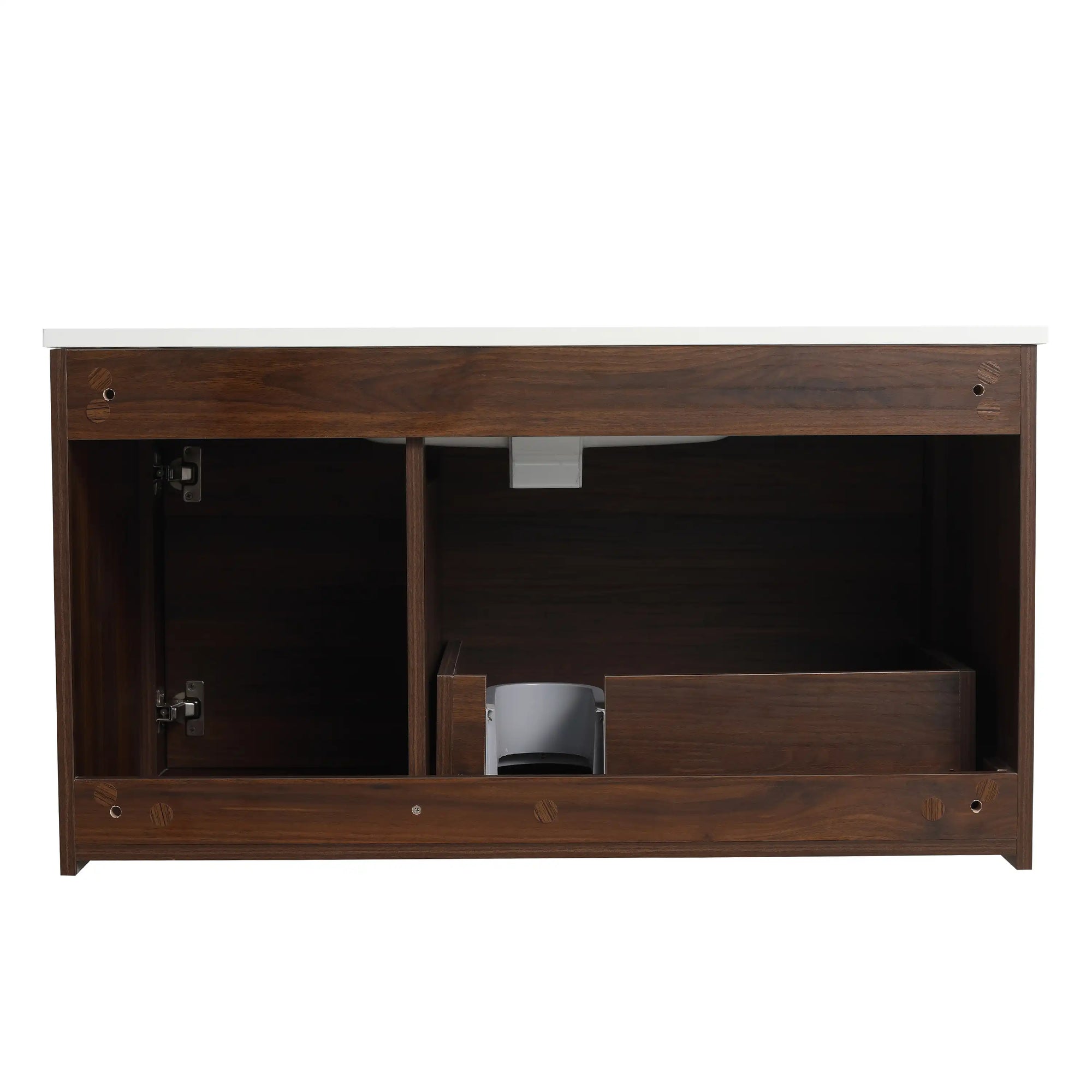 36 Inch California Walnut Wall-Mounted Bathroom Vanity with Gel Sink – Modern &amp; Space-Saving Design