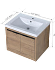 Compact Floating Bathroom Cabinet with Sink & Soft Close Doors color: Imitative Oak