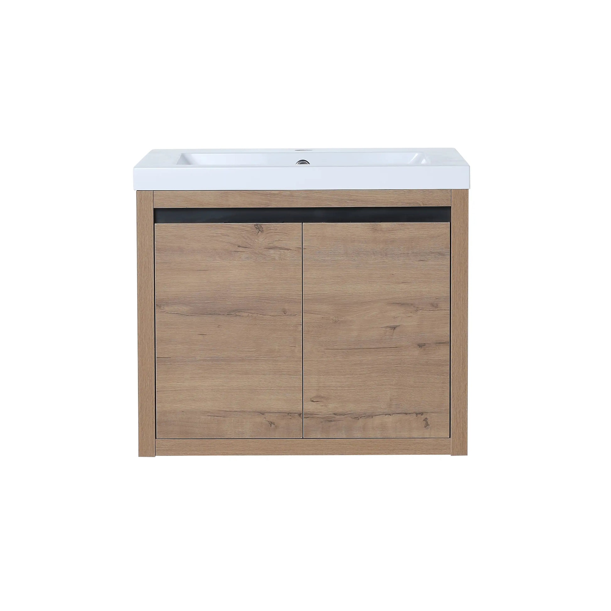 Compact Floating Bathroom Cabinet with Sink & Soft Close Doors color: Imitative Oak