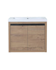 Compact Floating Bathroom Cabinet with Sink & Soft Close Doors color: Imitative Oak