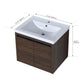 Compact Floating Bathroom Cabinet with Sink & Soft Close Doors color: California Walnut