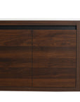 Close-up of walnut cabinet doors on 36" wall mounted single bathroom vanity | Ace Decor
