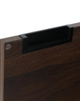 Concealed handle detail on 24" floating vanity bathroom with modern walnut finish | Ace Decor