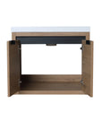 24" wall mounted vanity unit with double-door interior storage open view | Ace Decor