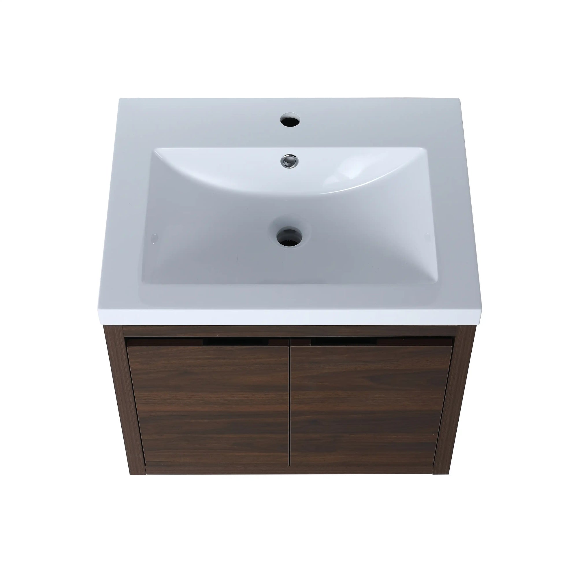 Top view of 24" floating vanity bathroom with integrated resin sink and clean lines | Ace Decor