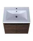 Top view of 24" floating vanity bathroom with integrated resin sink and clean lines | Ace Decor