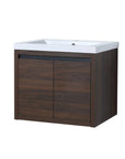 Compact Floating Bathroom Cabinet with Sink & Soft Close Doors color: California Walnut