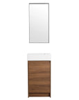 18" small bathroom vanity with sink front elevation view in modern walnut finish | Ace Decor